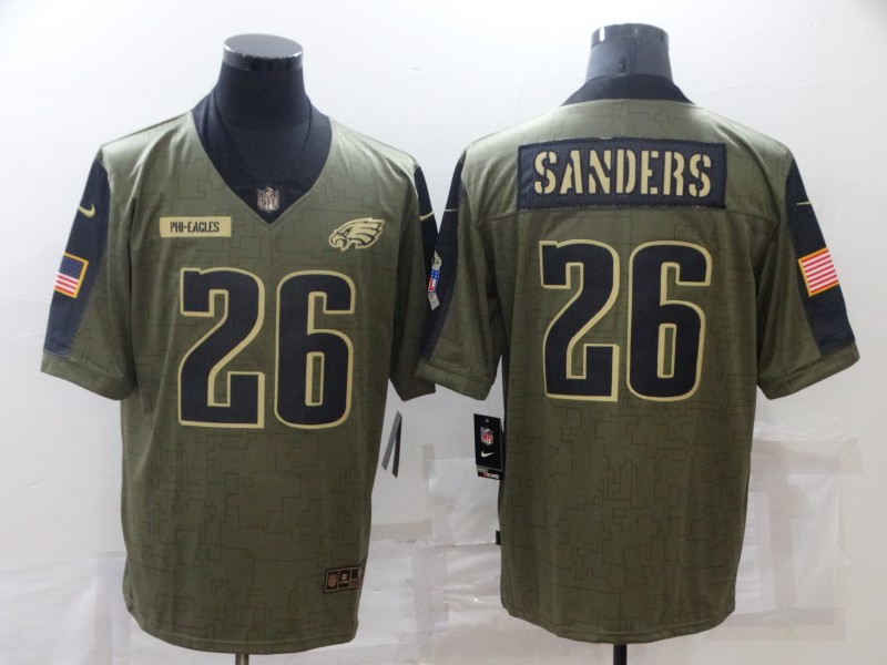 Men Philadelphia Eagles #26 Miles Sanders green Nike Olive Salute To Service Limited NFL jersey->baltimore ravens->NFL Jersey